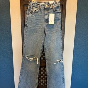 NWT Zara High Rise Full Length Wide Leg jeans size 4